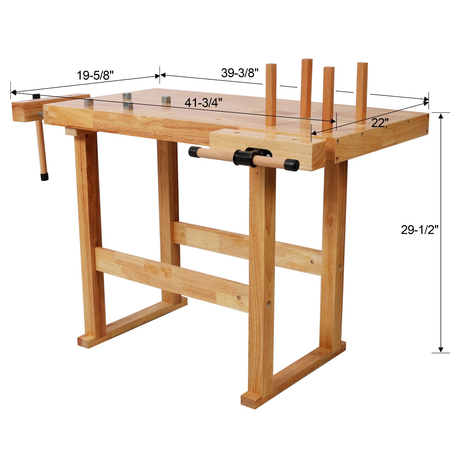 Heavy Duty 40" Wood Workbench 330Lbs Capacity with Adjustable Handle