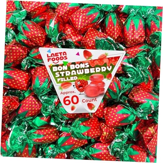 Arcor Strawberry Filled Bon Bons | 1 Pound Bag - Approx. 60 Count | Christmas