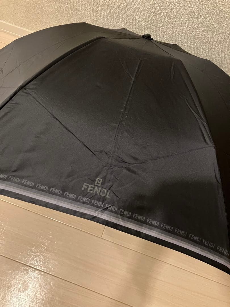 FENDI Folding Umbrella Black Luxury Fashion Accessory Compact Ready Now