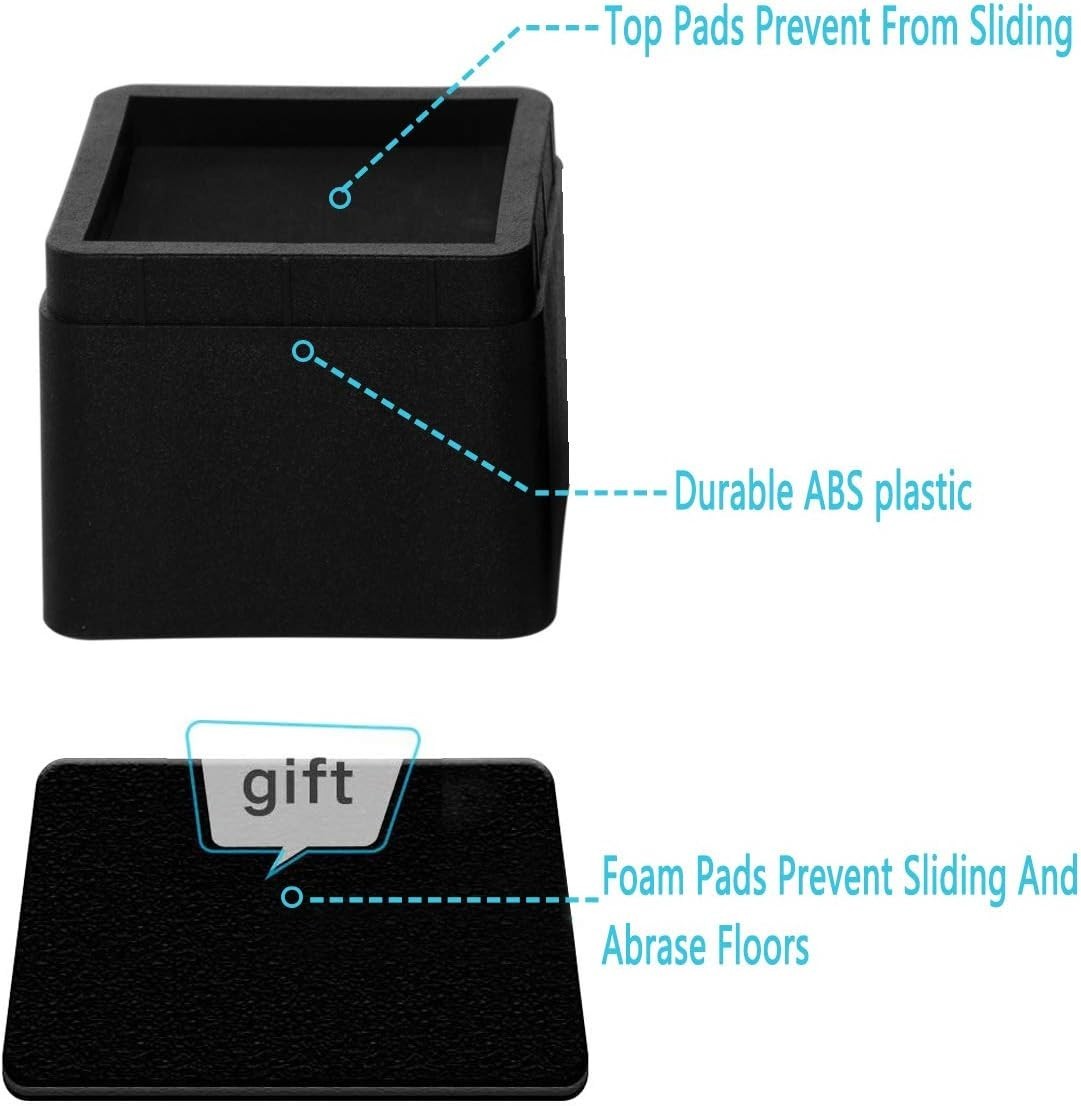 3 Inches Stackable Bed Risers Furniture Risers for Sofas, Counch, Tables Heav...