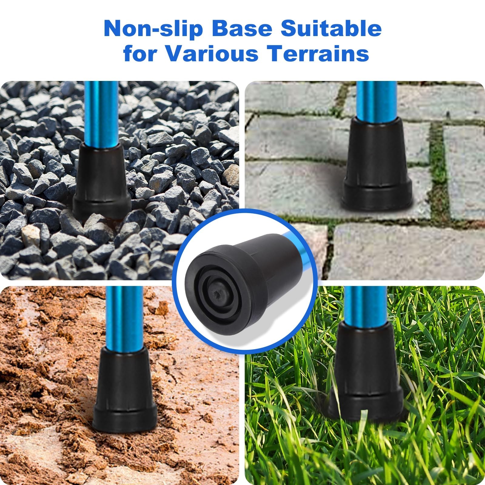 MFE Folding Cane, Portable 5-Level Adjustable Height Walking Stick with Blue