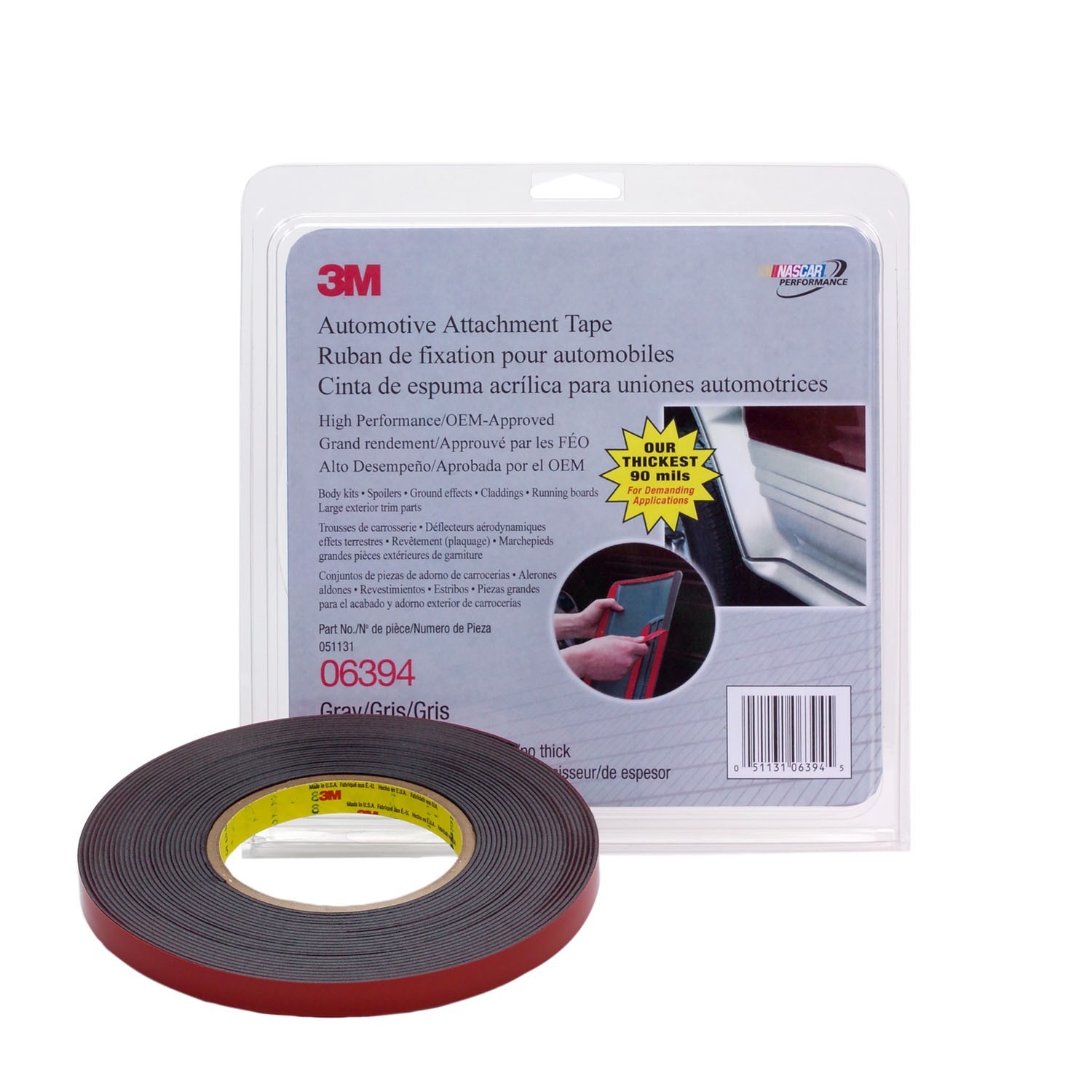 3M 06394 Automotive Acrylic 90 mil Gray Attachment Tape (1/2 in. x 10 yd.)