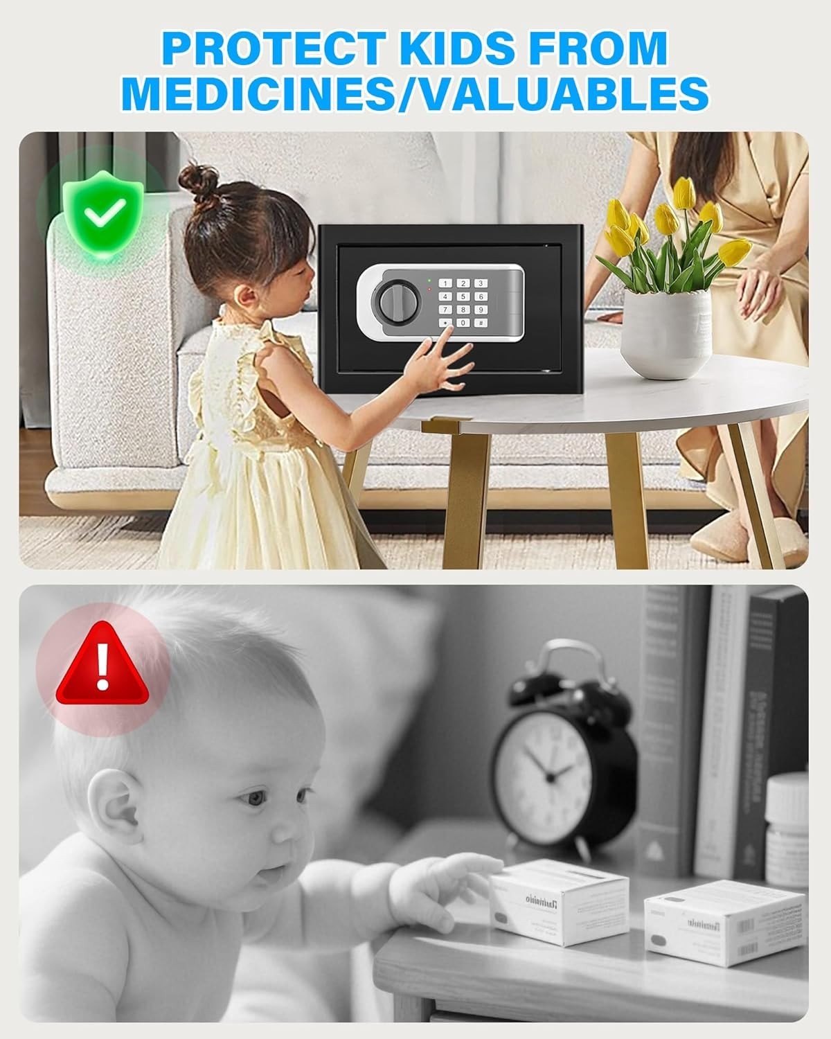 Compact 0.30 Cuft Small Safe Box with Fireproof Bag & Digital Keypad Access
