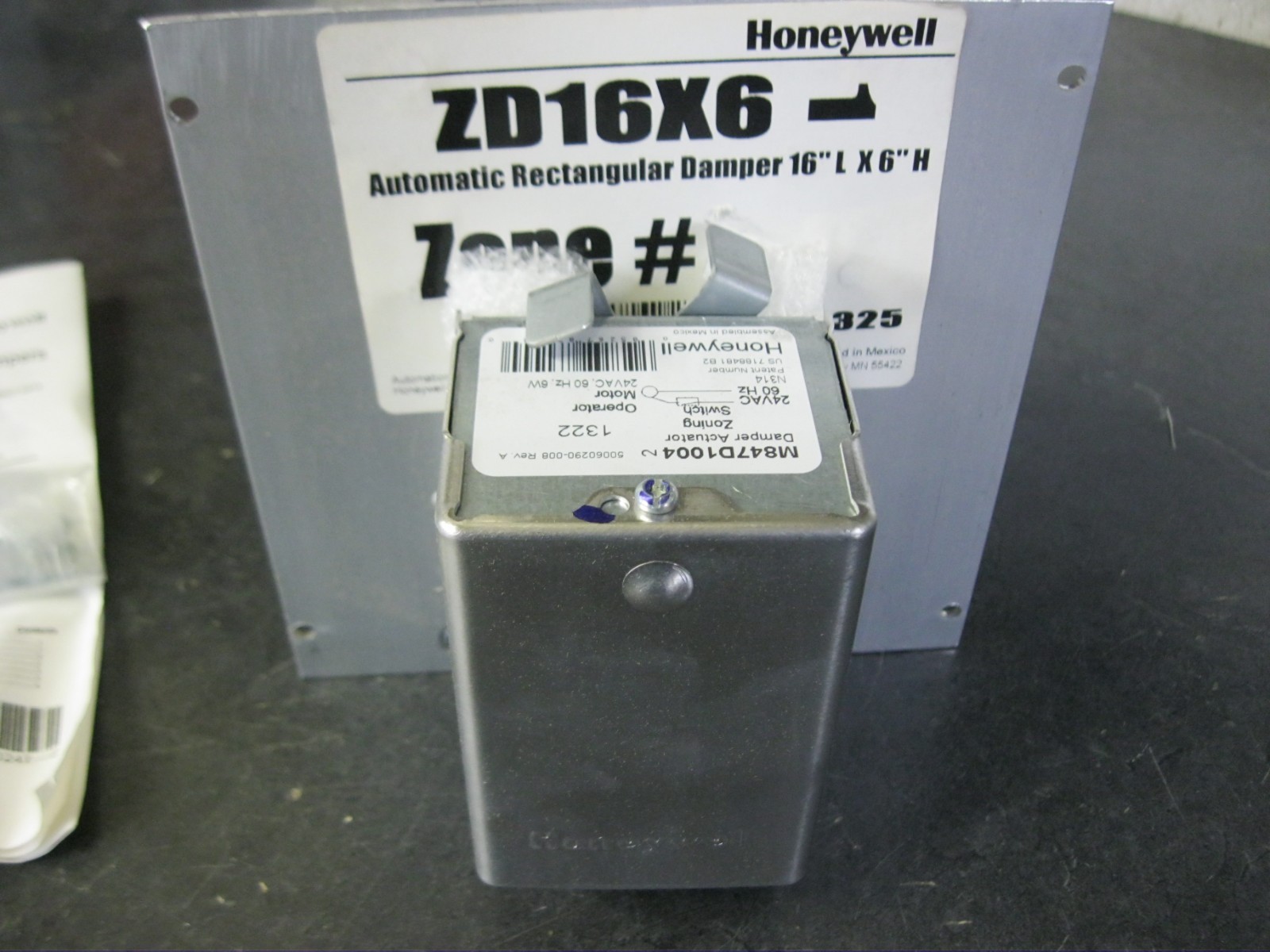 Honeywell ZD16X6 16" x 6". Rectangular Parallel Blade Damper, Total Zone, 24 VAC
