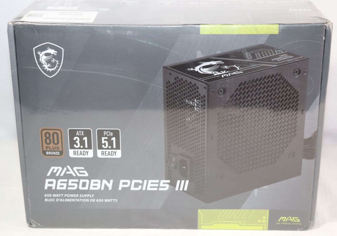 MSI MAG A650BN PCIE5 III 650W 80+ Bronze ATX 3.1 PCIe 5.1 PSU - New