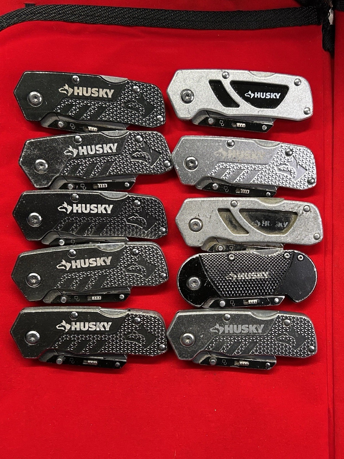 Husky TSA Lot Of 10 Folding Utility Knife Box Cutter Mixed Colors