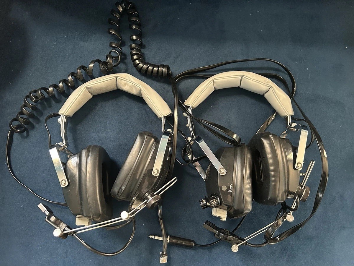 Vintage Audio Com Pilot & CoPilot Voice Activated Intercom Headphones Headset