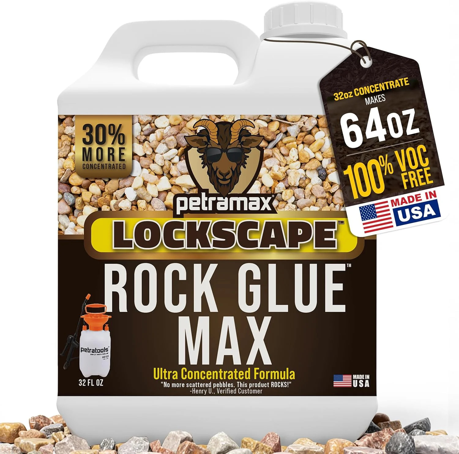Petra Max Rock Glue for Landscaping, 32 Ounce - Ground Coverage & Pet Safe Mulch