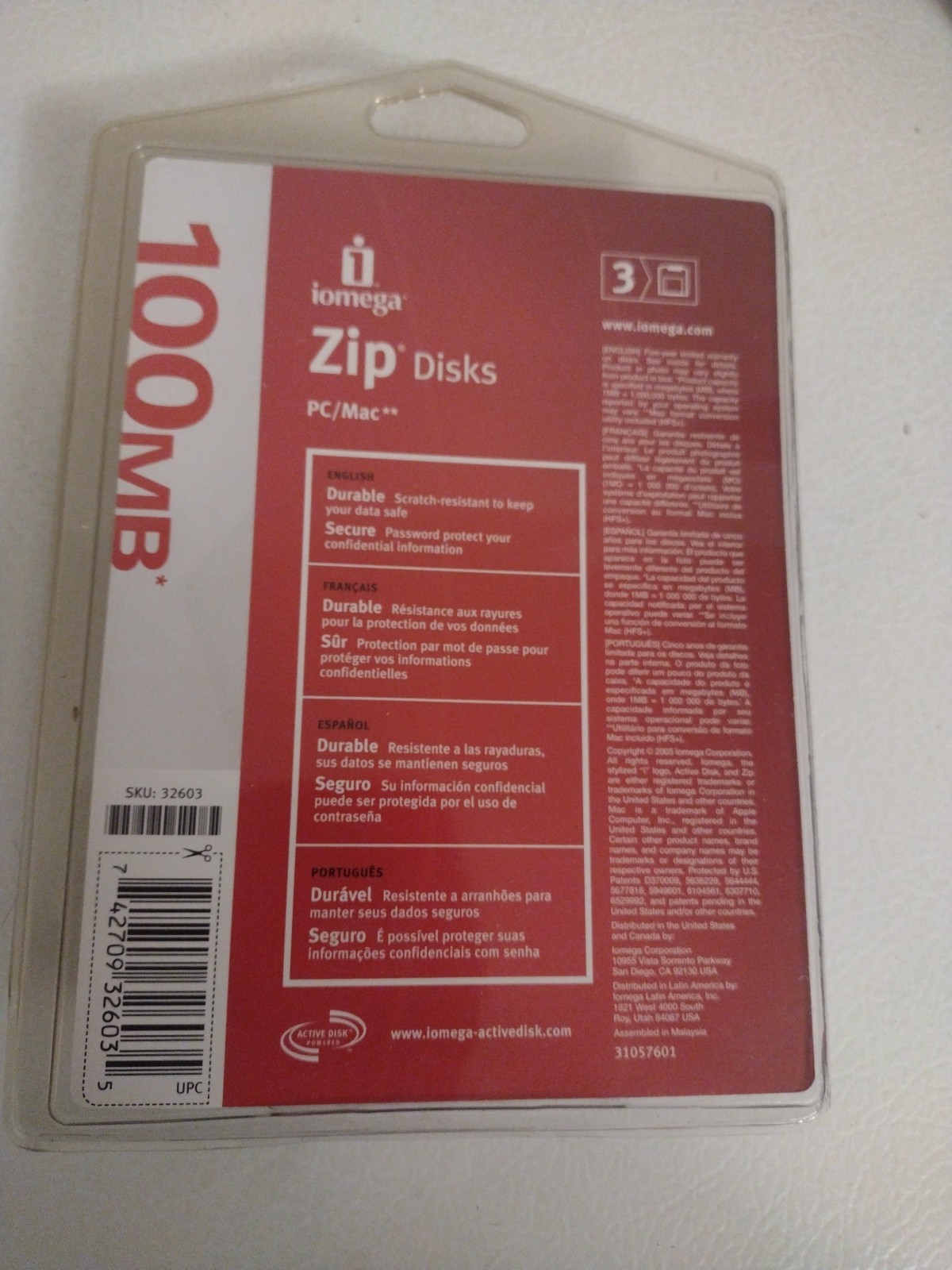 Iomega Zip Disk 3 Pack 100MB Cartridge PC Mac Data Backup Storage Media