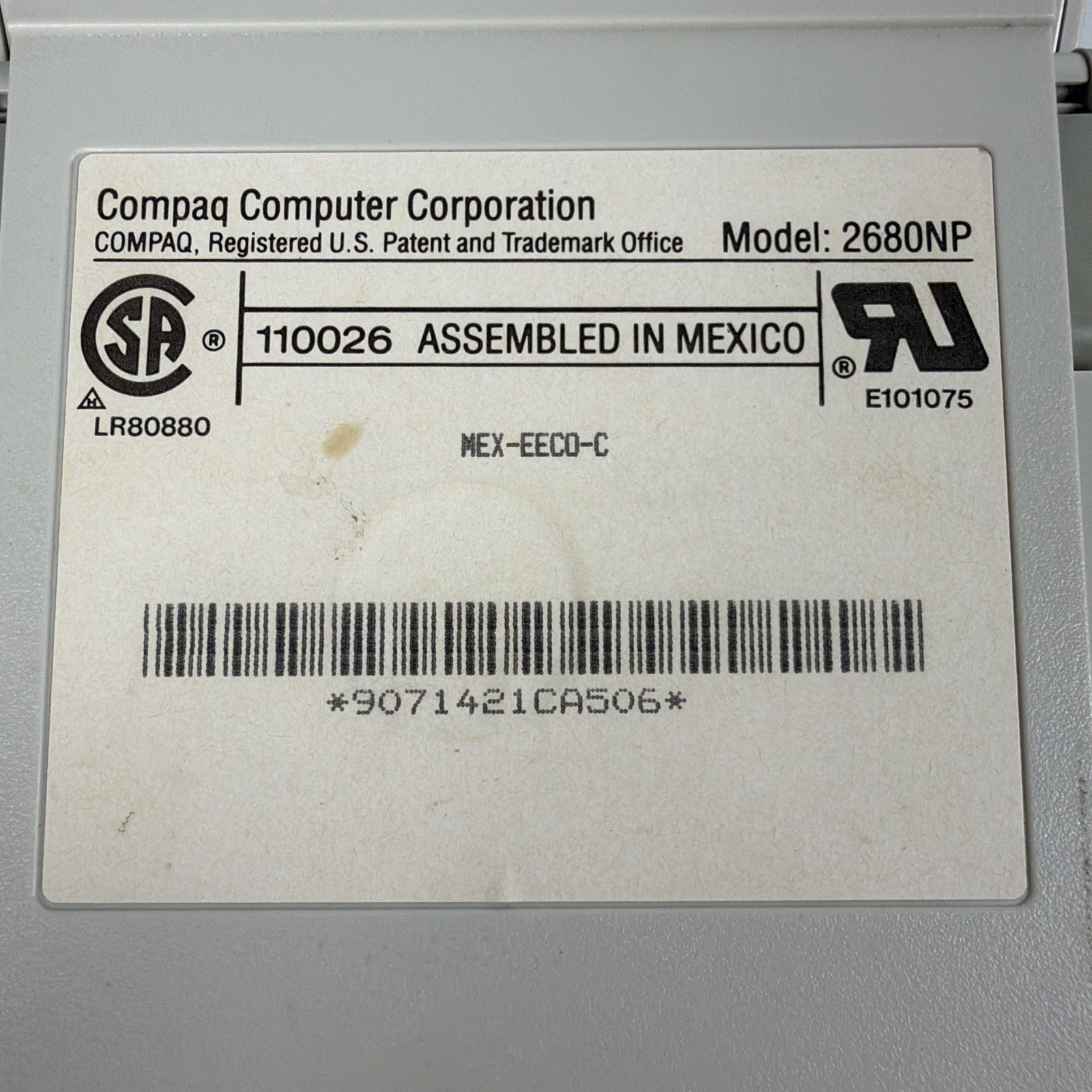 Vintage Compaq 2680NP Numeric Keypad Serial DB9 External Keypad Untested Beige