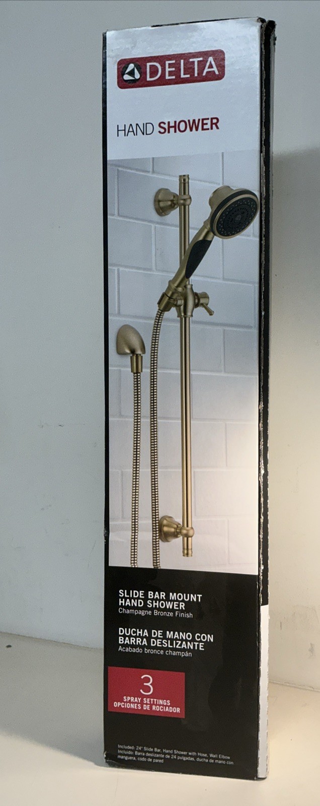 DELTA Handheld Shower Head and Bar 3-Spray Champagne Bronze