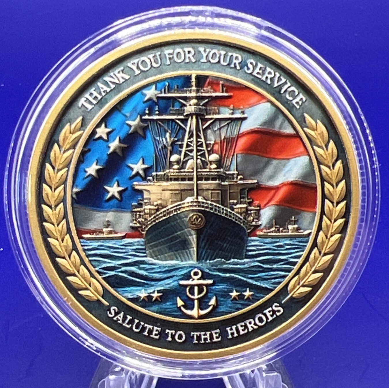 * US Navy Veteran Challenge Coin “Honor Courage And Commitment” Comes In Cap