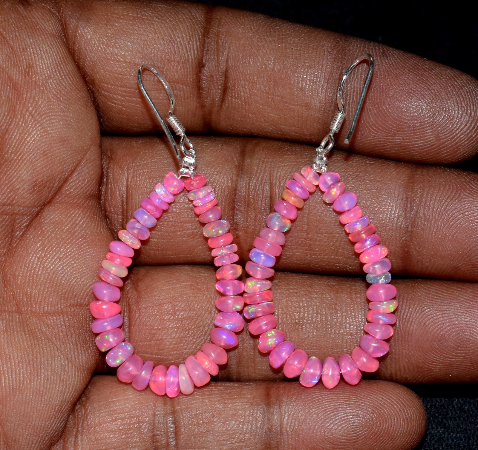 925 Sterling silver Earrings Natural Ethiopian Opal Gemstone Beads Earrings