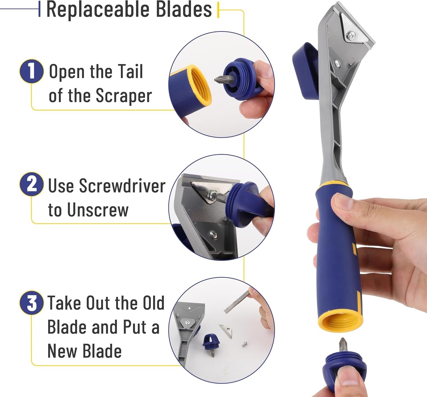 Bates- Carbide Scraper, 2.5", Double-Edged Tungsten Steel Blade, Paint Scrape...