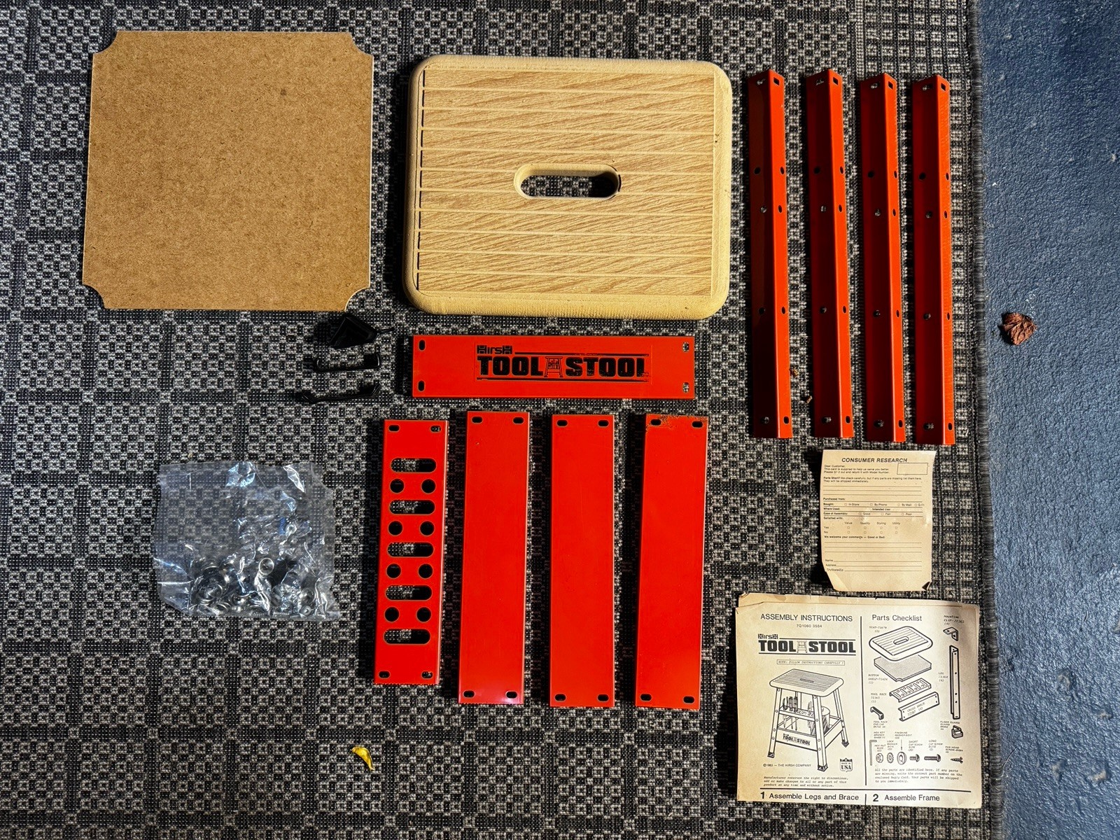 Vintage New Hirsh Tool Stool TTSL-1   Never Assembled Step Sit Carryall