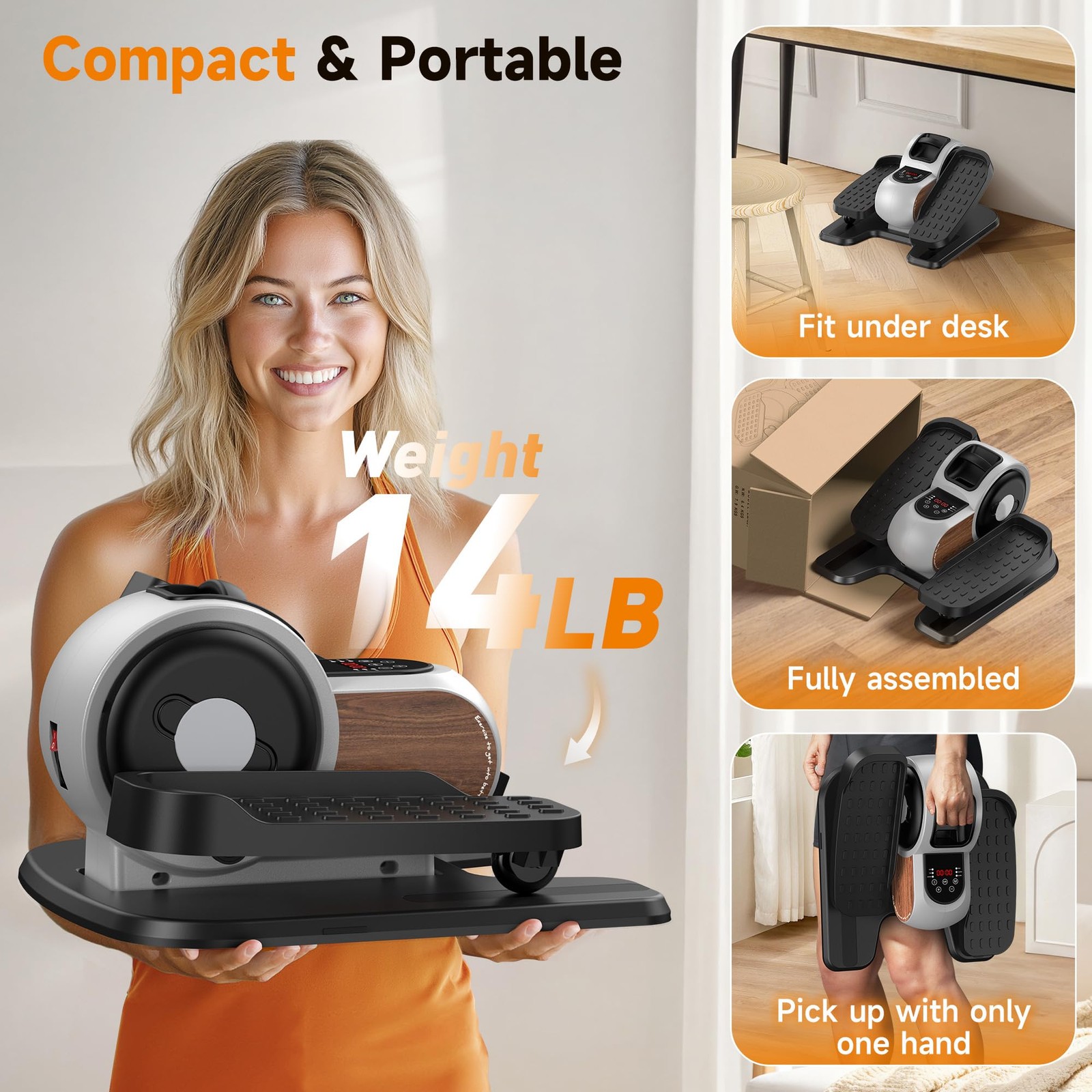 Under Desk Elliptical Sturdy Mini Leg EllipseFully Assembled Elliptical Exerc...