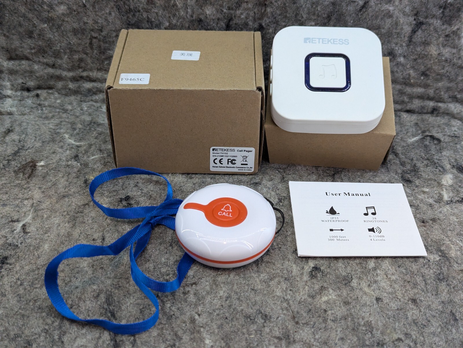 Retekess Wireless Calling System Pager TH102 - Wall Reciever & Call Pager