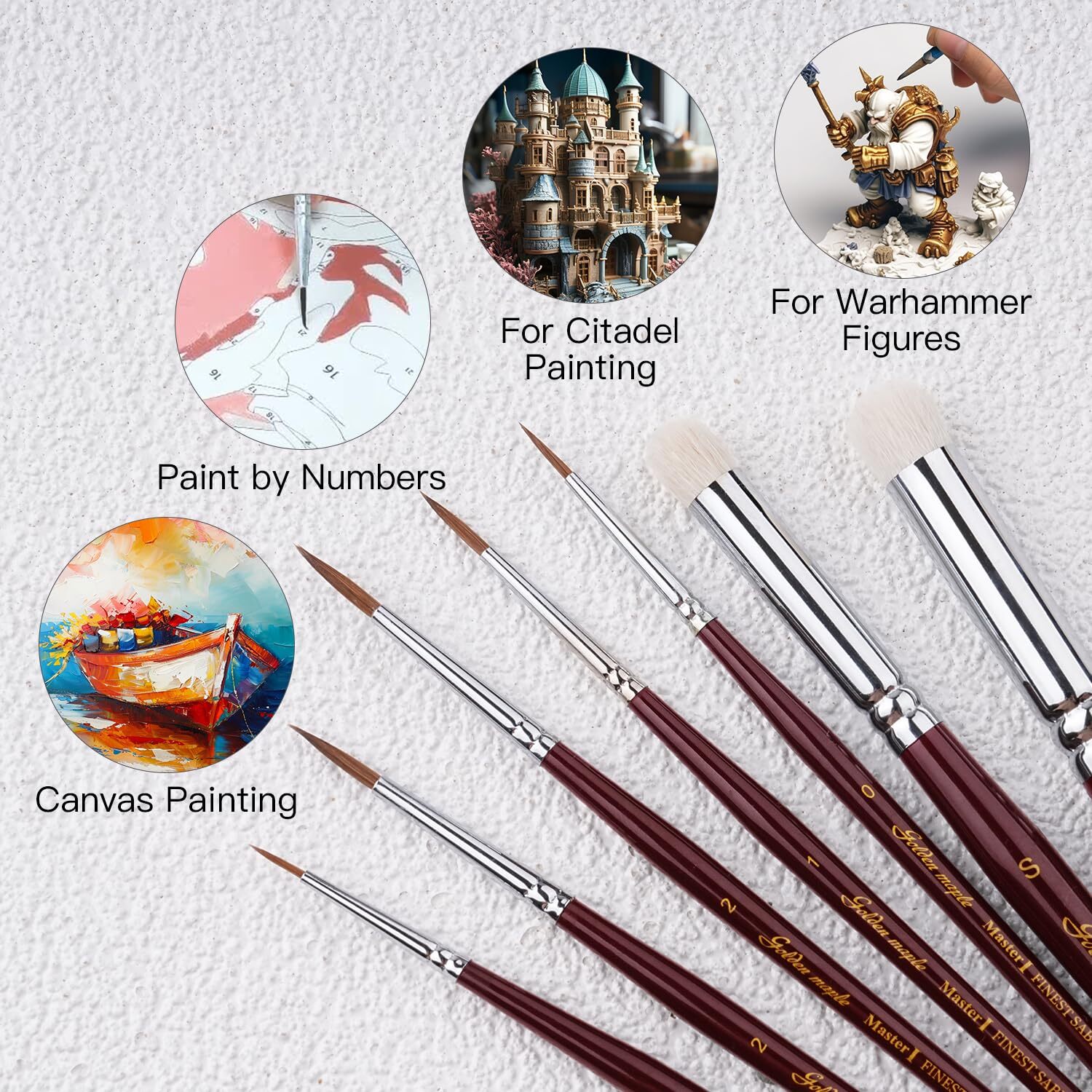 Kolinsky Sable Miniature Paint Brushes - 7pcs Detail Paint Brushes Drybrushes...