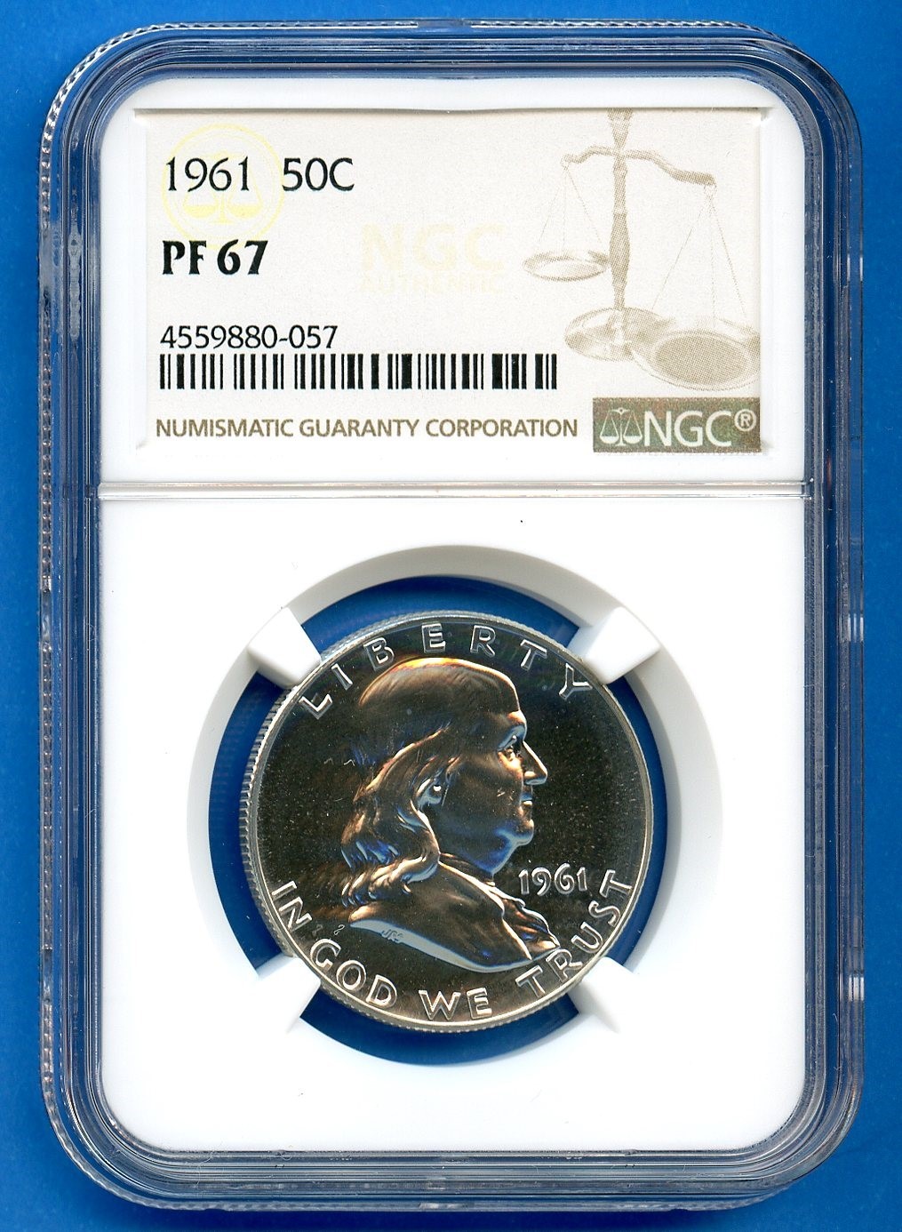 1961 NGC PF67 Franklin Half Dollar 50c US Mint Silver 1961-P PF67 Blast White