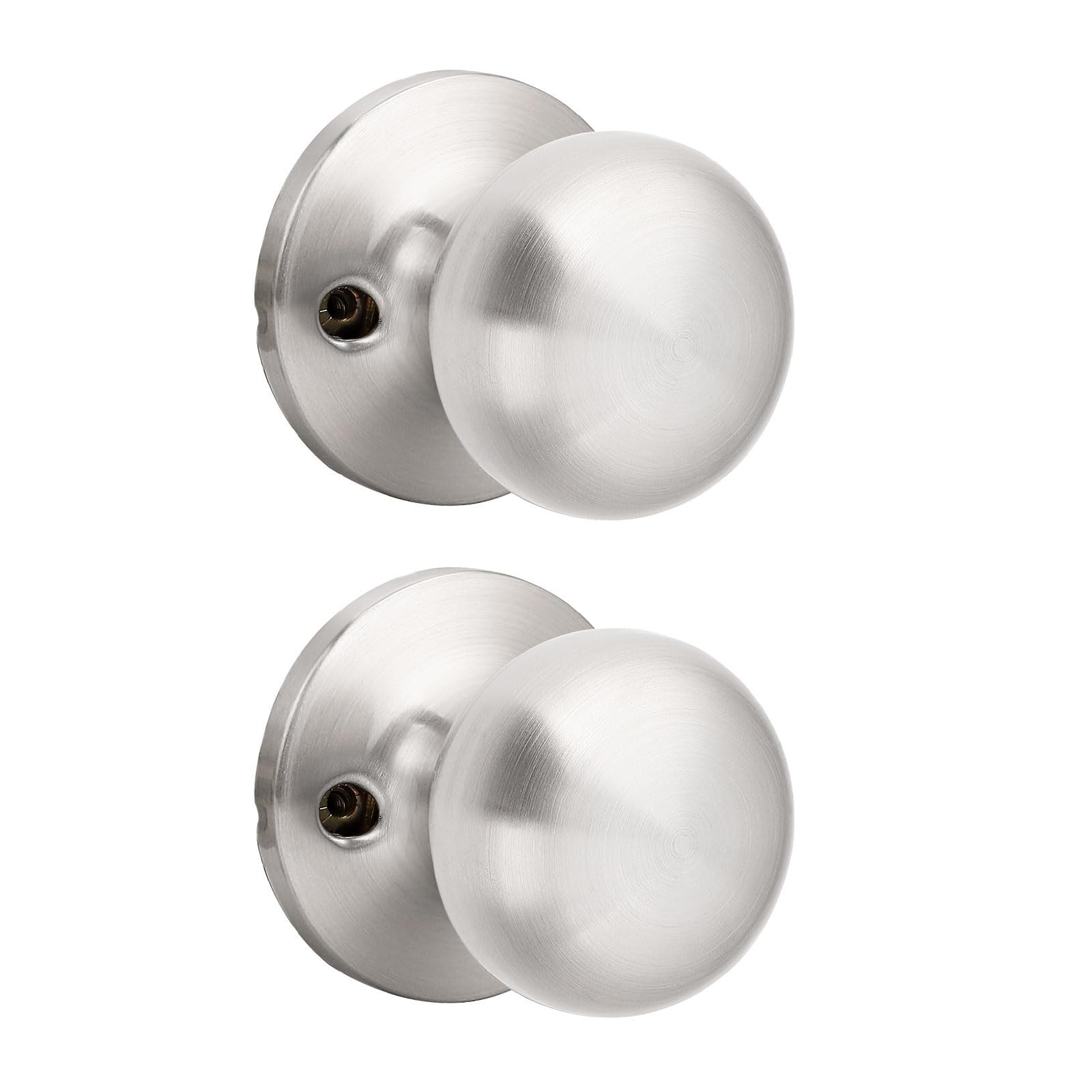 GOBEKOR 2 Pack Single Dummy Door Knobs Brushed Nickel Interior Dummy Knobs fo...