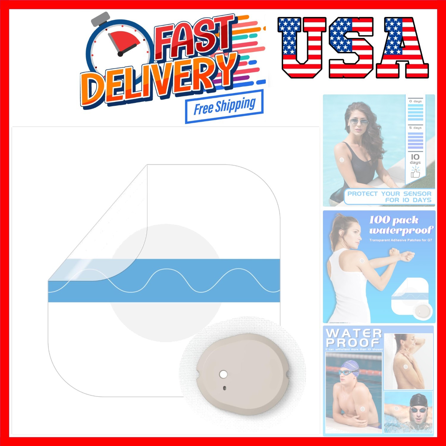 100 Pcs Waterproof Dexcom G7 Over Patches - Breathable & Long Lasting Protection
