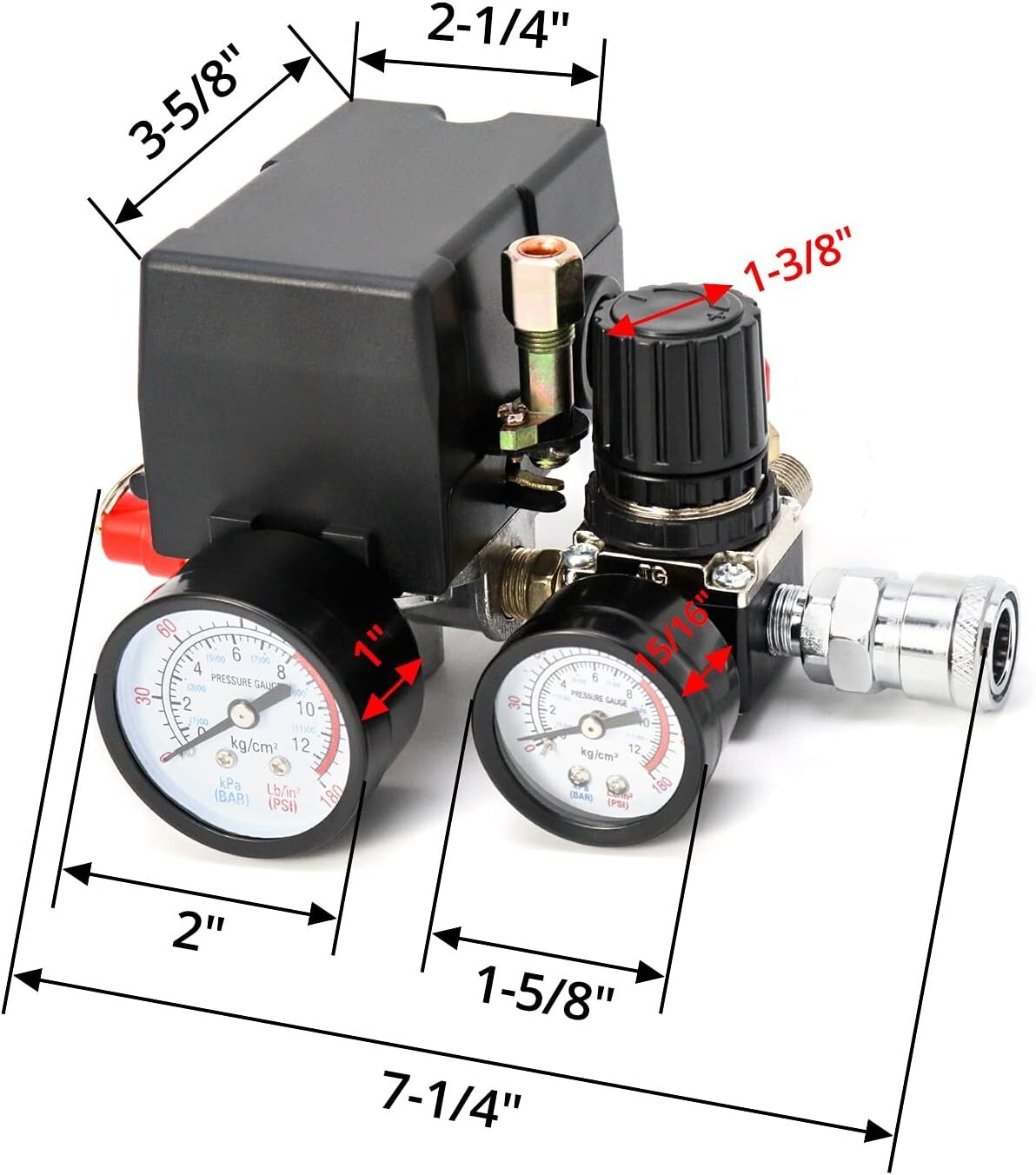 Air Compressor Pressure Switch Control Valve 90-120PSI Pressure Regulator