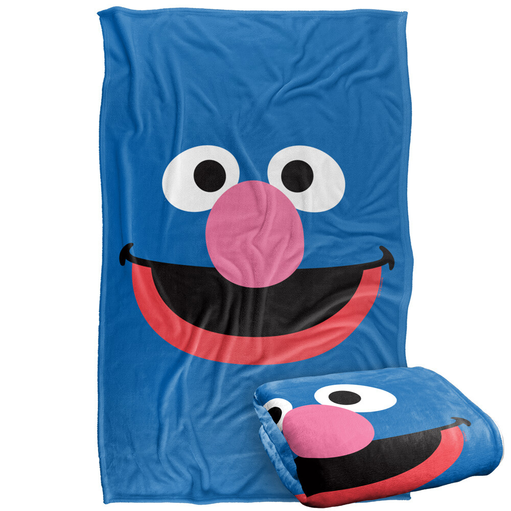 Sesame Street Grover Face Silky Touch Super Soft Throw Blanket