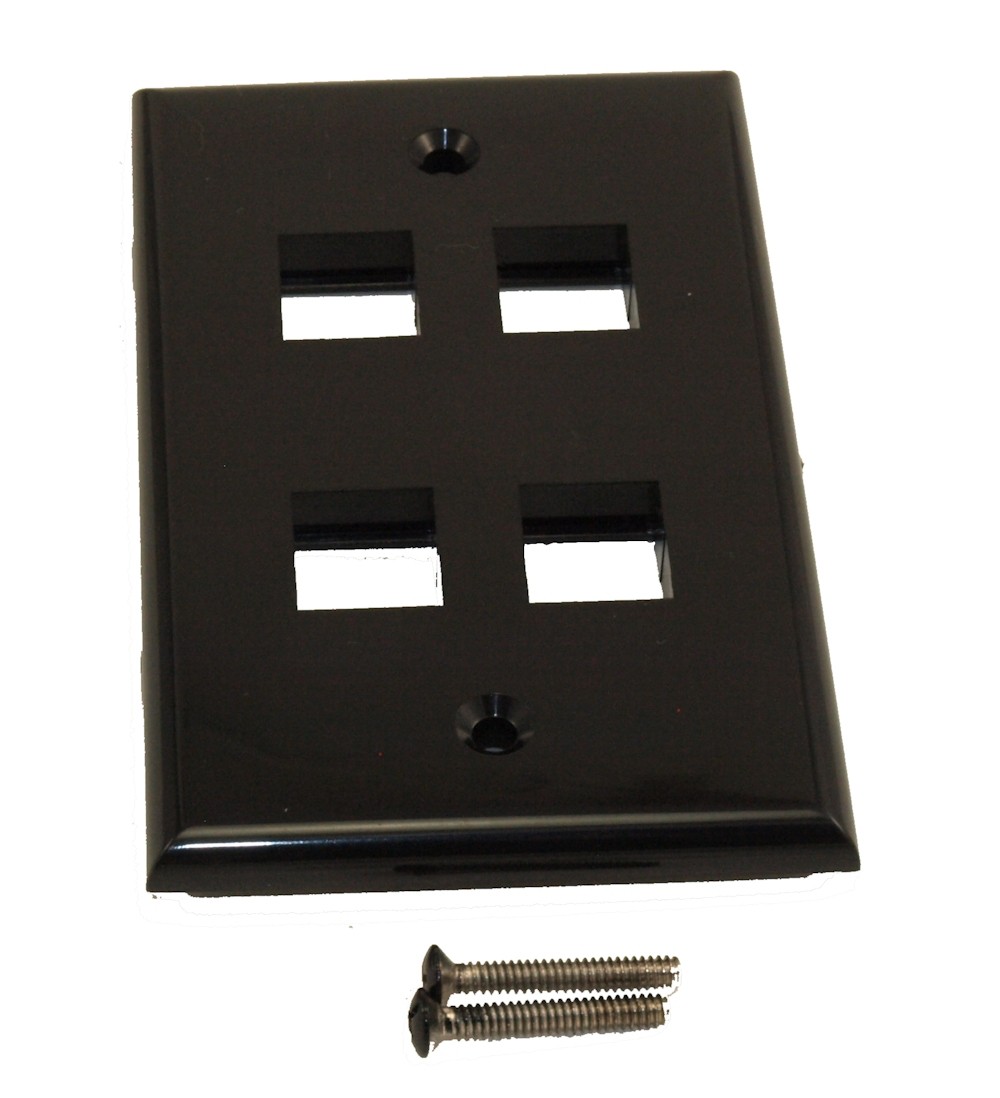 Wallplate: Keystone  4 Hole - Black