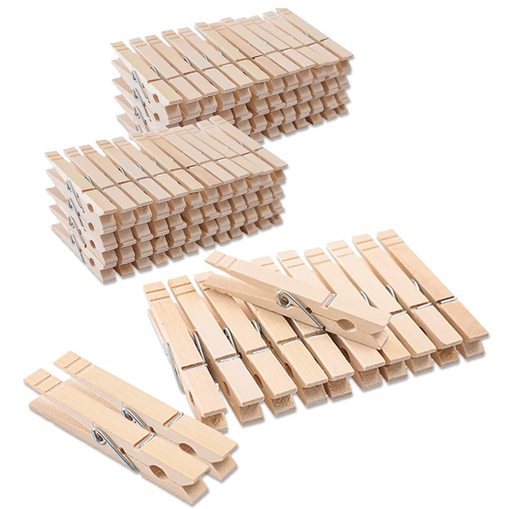 Clothes Pins Wood for Hanging Clothes,3.5 Inch【100pcs】 Heavy Duty Wooden Clot...