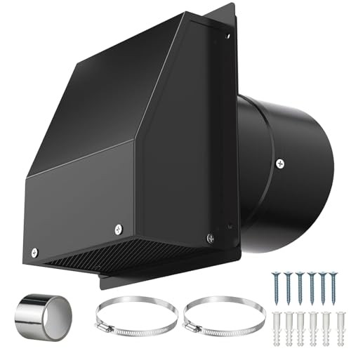 Hooded Wall Vent Cover with Damper - Galvanized Steel, Easy Clean 10 Inch Black