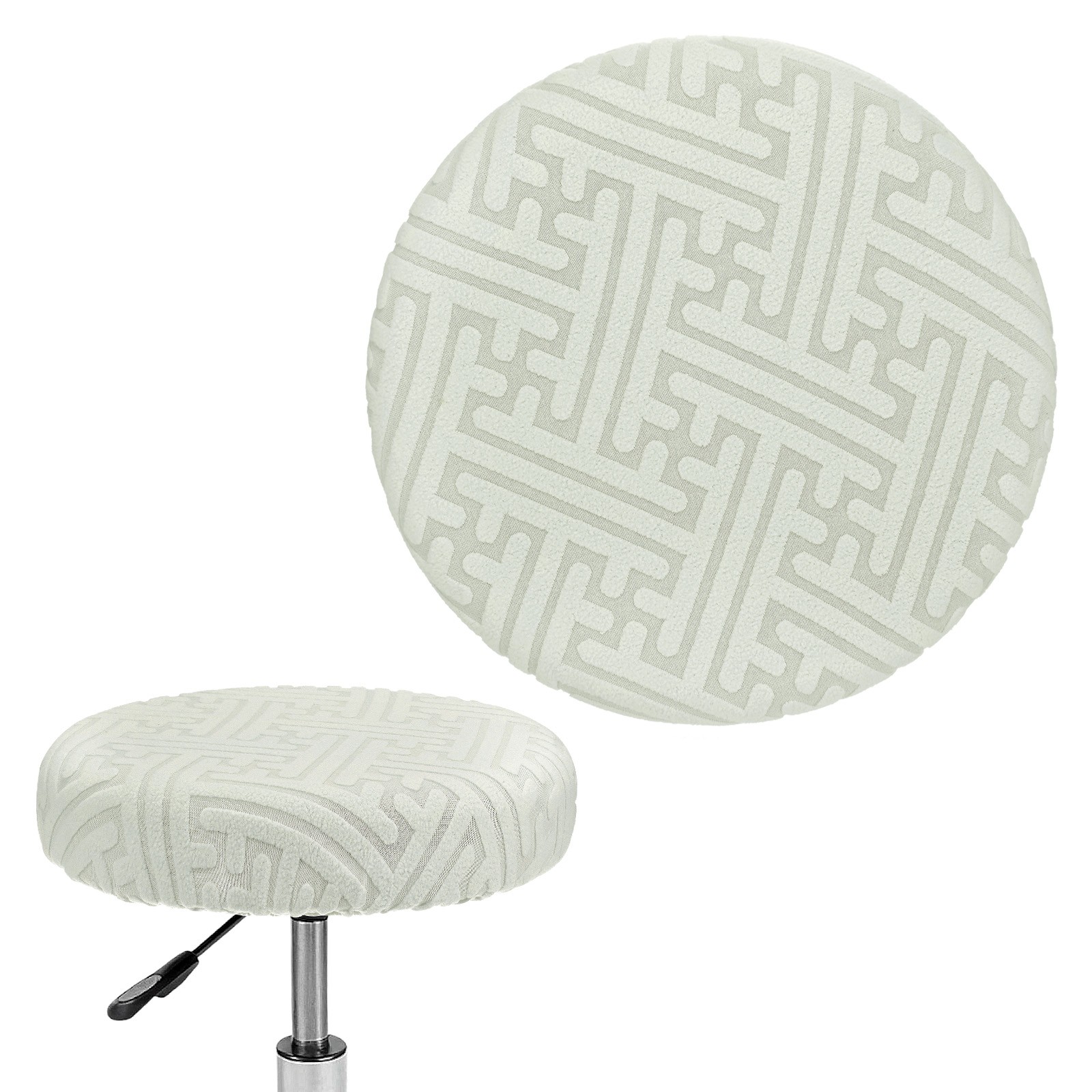 1-Pack Bar Stool Covers Round for 14-16 Inch Strip Pattern Covers [Light Gray]