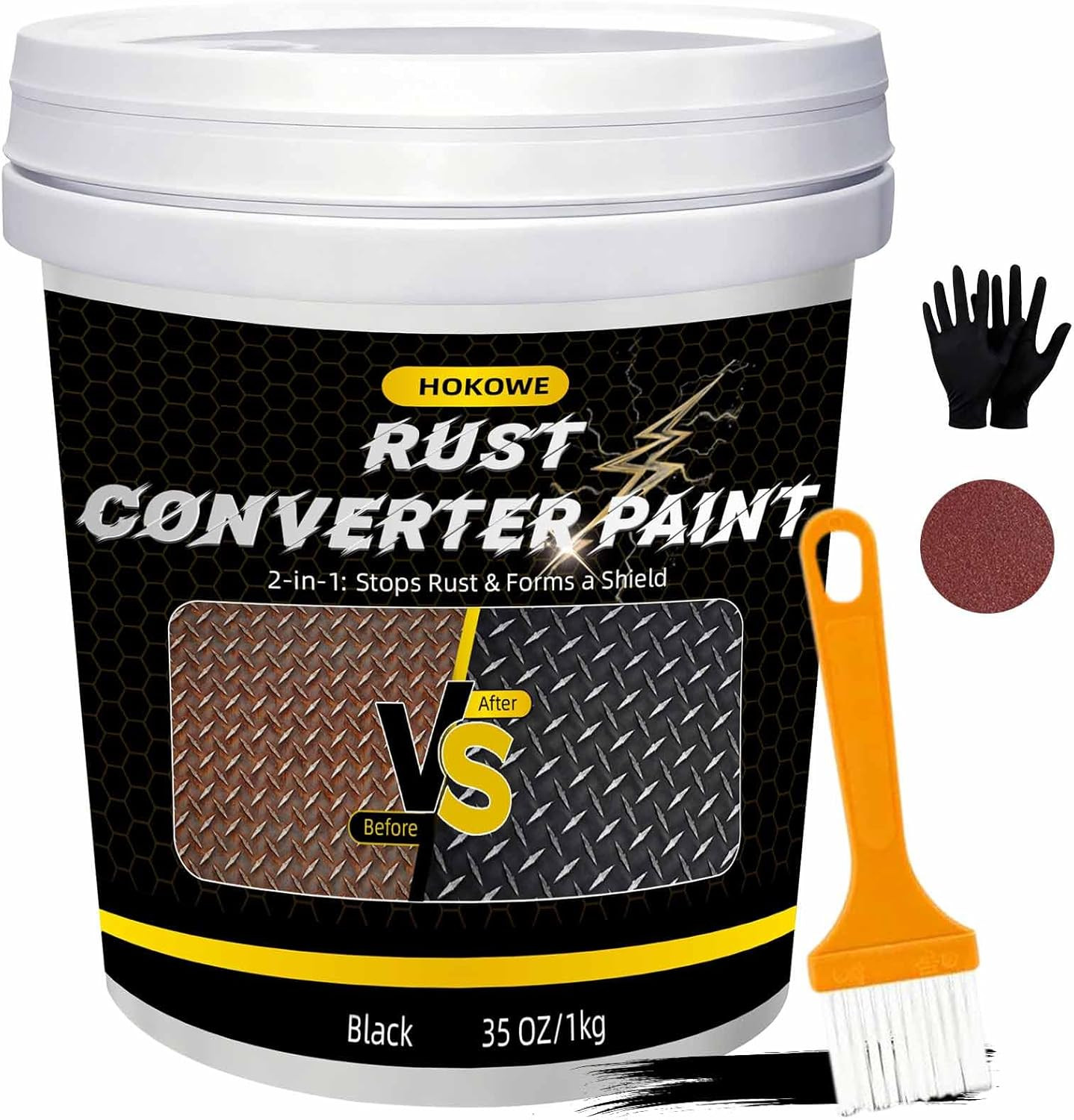 2-In-1 Rust Converter & Metal Primer 35Oz Black - Rust Inhibitor Paint for Metal