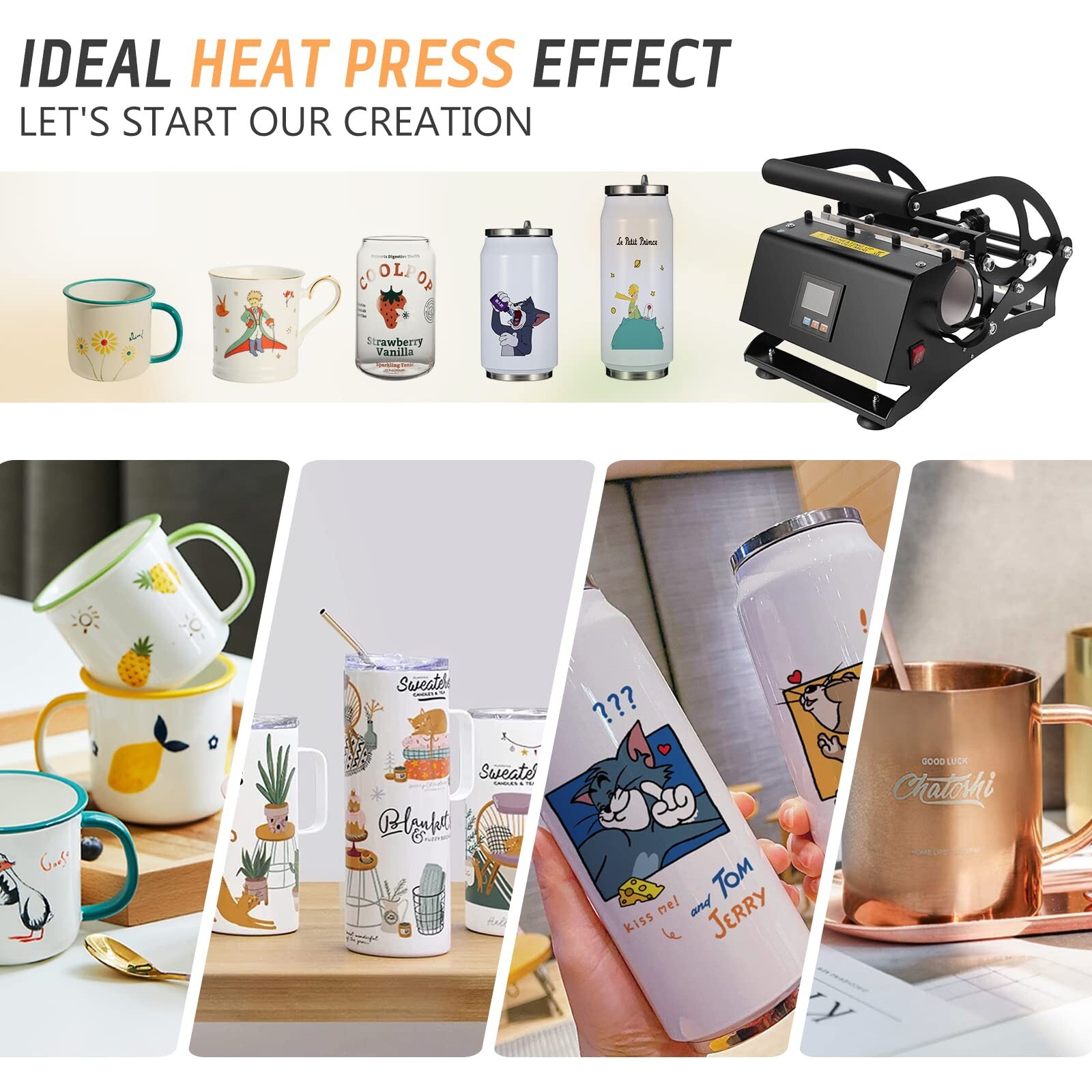 30 OZ Tumbler Heat Press Machine Mug Cup Sublimation Printing Transfer 11-30oz