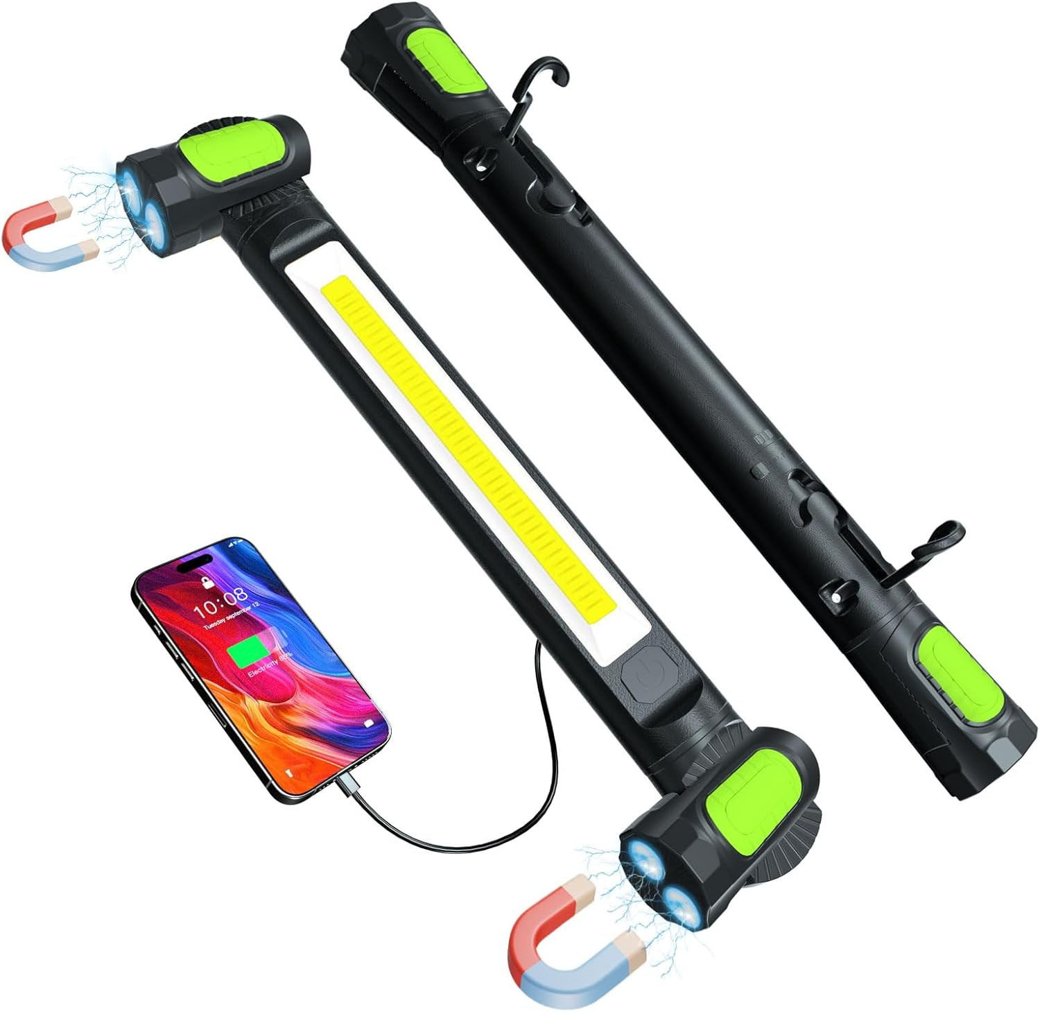 Work Light for Mechanic,3200Lm LED Work Lights,5400Mah Rechargeable Magnetic ...