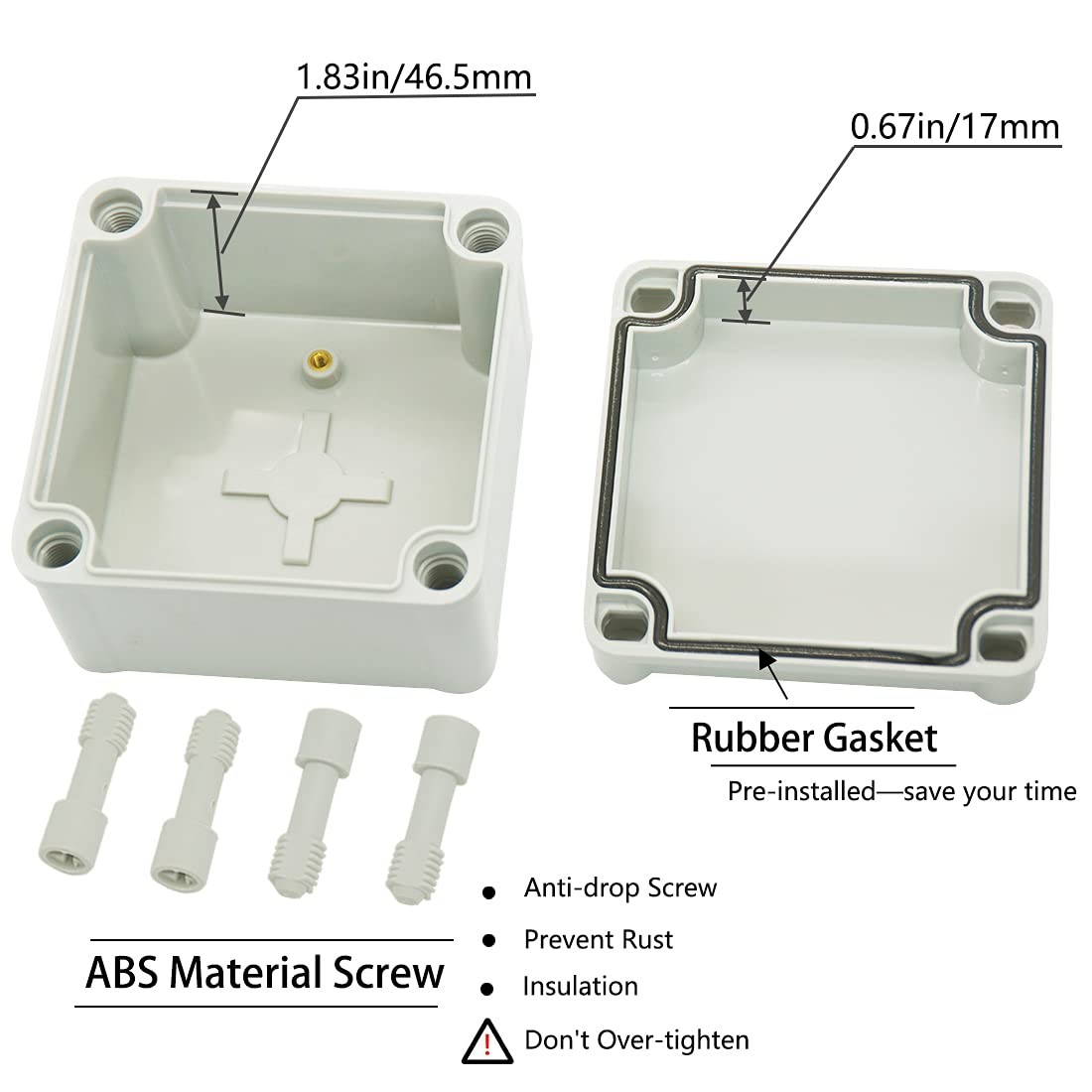 Project Box IP67 Waterproof Junction Box ABS Plastic Grey Electrical Boxes