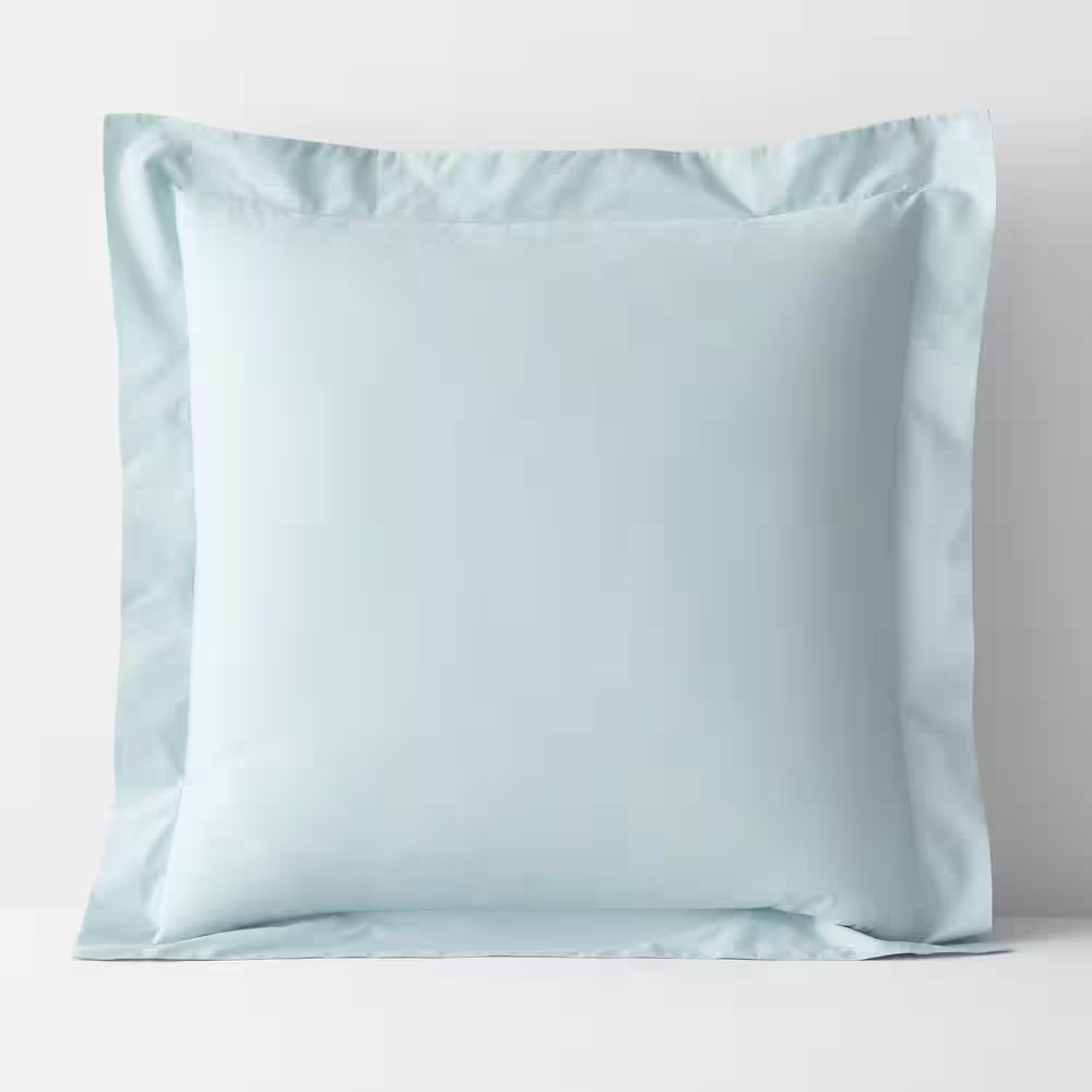 Company Cotton Pale Blue Solid 300-Thread Count Cotton Percale Euro Sham