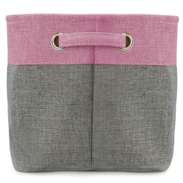 Sorbus ~ Collapsible ~ Storage Basket w/Handles ~ 15 x 10.75 x 9.5 ~ PINK Twill