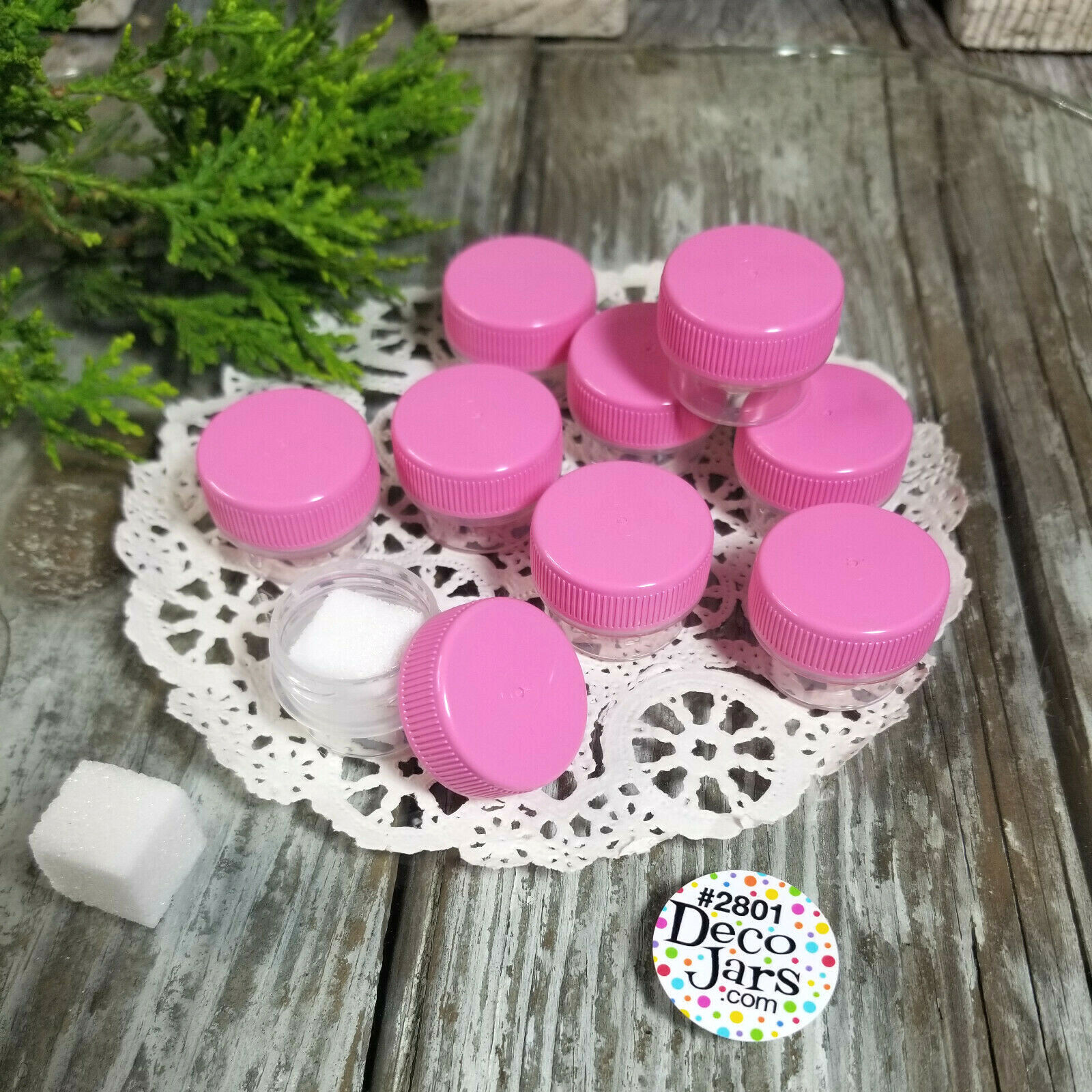 12 Pink Cap Lid #2801 Mini JARS Makeup Sample Container 1/8oz USA New DecoJars