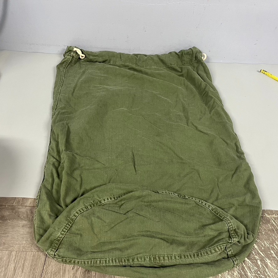 Vintage US Military Duffle Laundry Bag Large Green Canvas Drawstring 28" x 22"