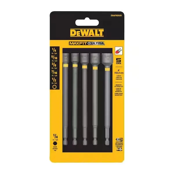 DEWALT MAXFIT 6-in MAGNETIC NUT DRIVER SET 5-piece: 1/4” 5/16” 3/8” 7/16"-1/2"