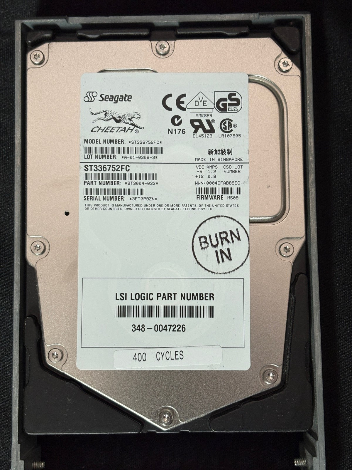 ST336752FC  - 9T3004-033 - LSI 348-0047226 - 36GB SAS Disk Drive - 15K - 1Gbps