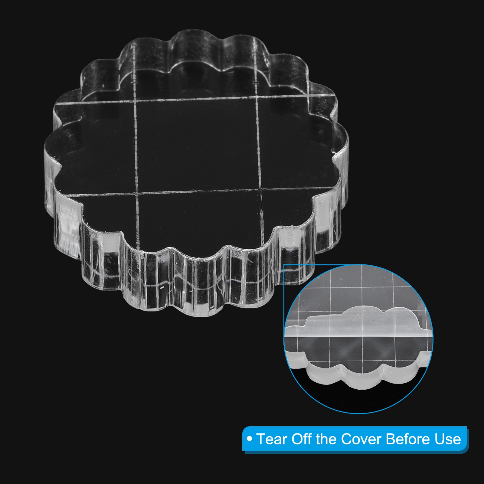Acrylic Stamp Block, 5 Pack Round Shape with Grid Lines, 1"