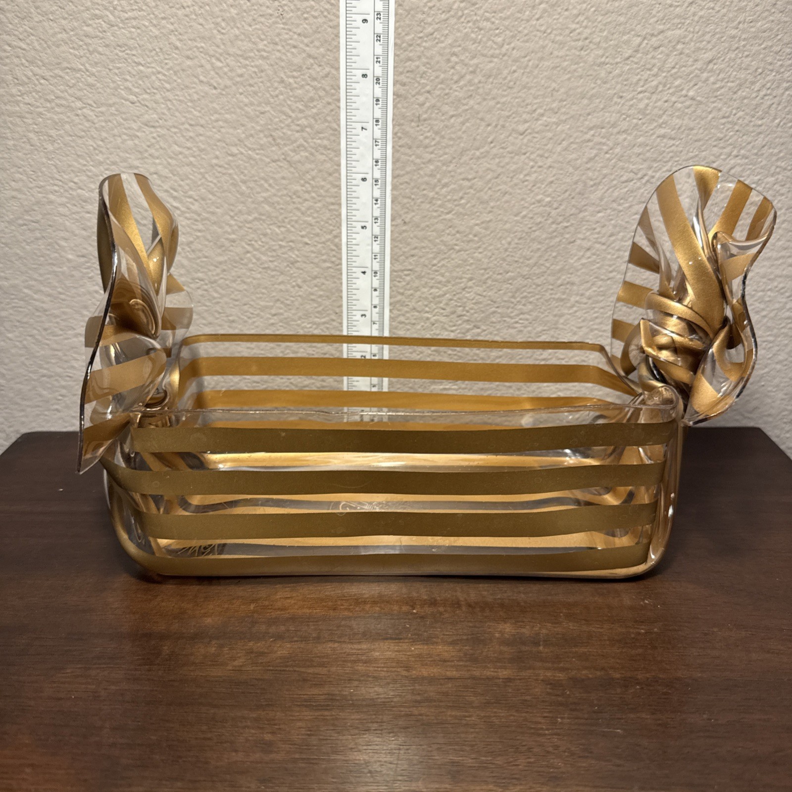 CT Designs Vintage Acrylic Gold Ribbon Basket Signed By Artist 1999
