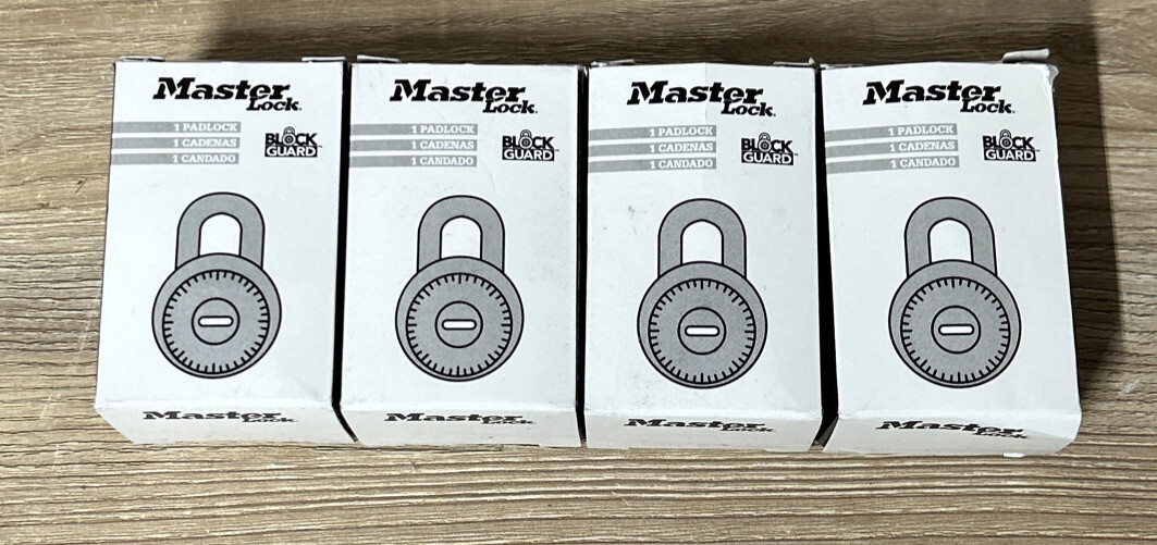 Lot of (4) Master Lock 1525 Preset Combination Padlock 1-7/8" Black Dial