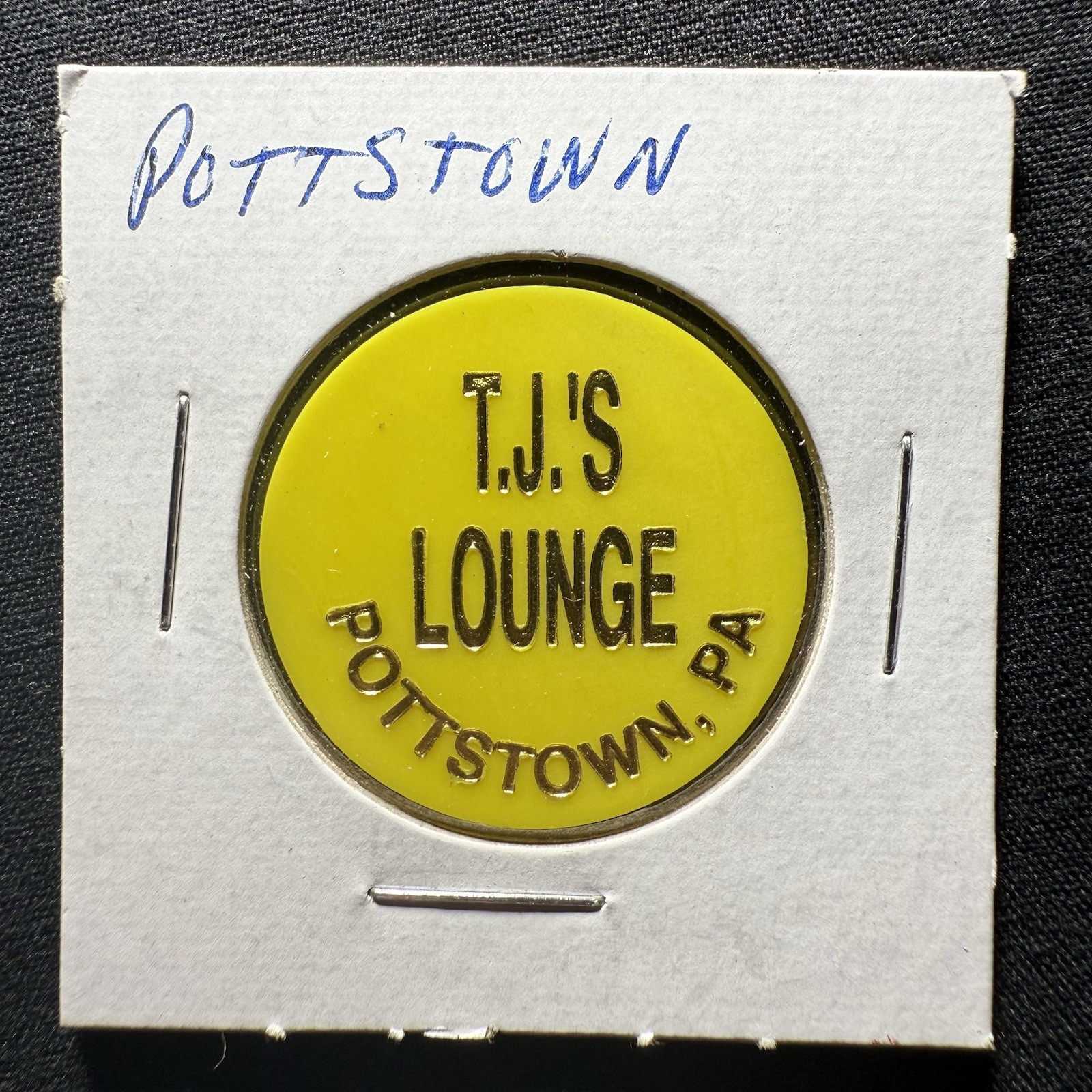 T.J’s Lounge. Pottstown, PA. Good For One Premium Drink. Round Token HS226