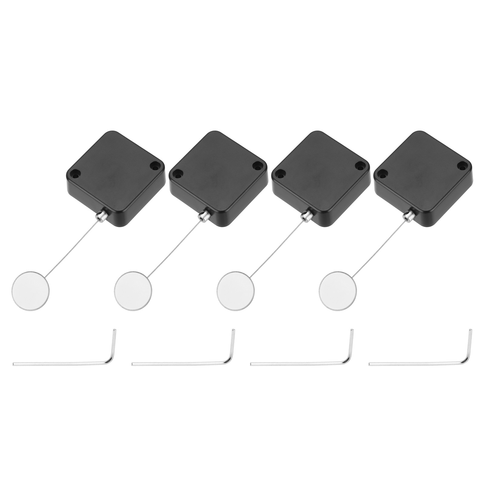 3.3 ft Retractable Cable Security Lock with Round Patch 600g, Black, 4 Pack