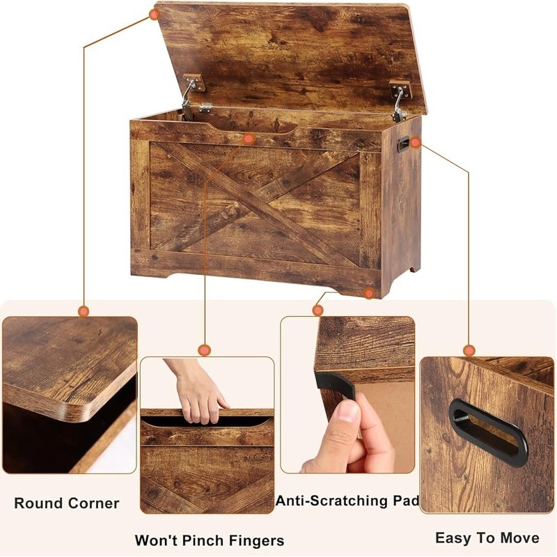 Multifunctional Storage Bench W/ Safety Hinges & Large Capacity Home Use