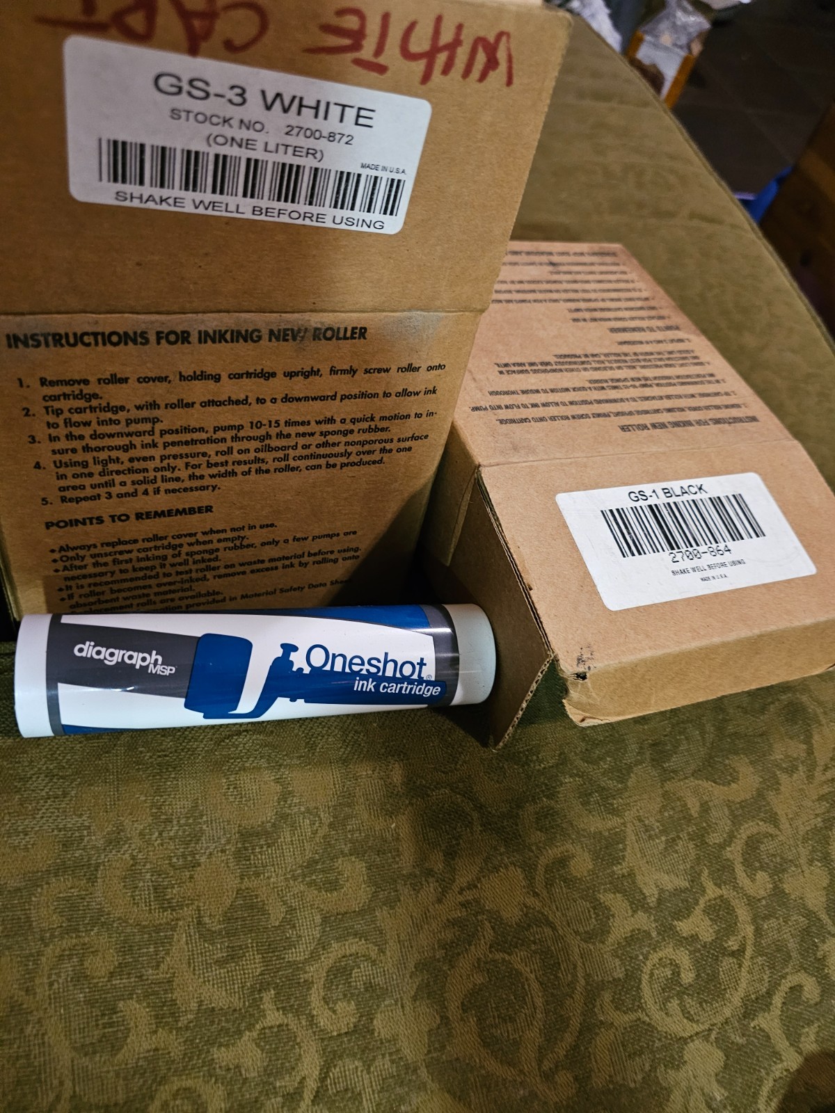 Diagraph MSP OneShot 8 White & 8 Black Cartridge GS-3 125ml 2700-872 2700-864