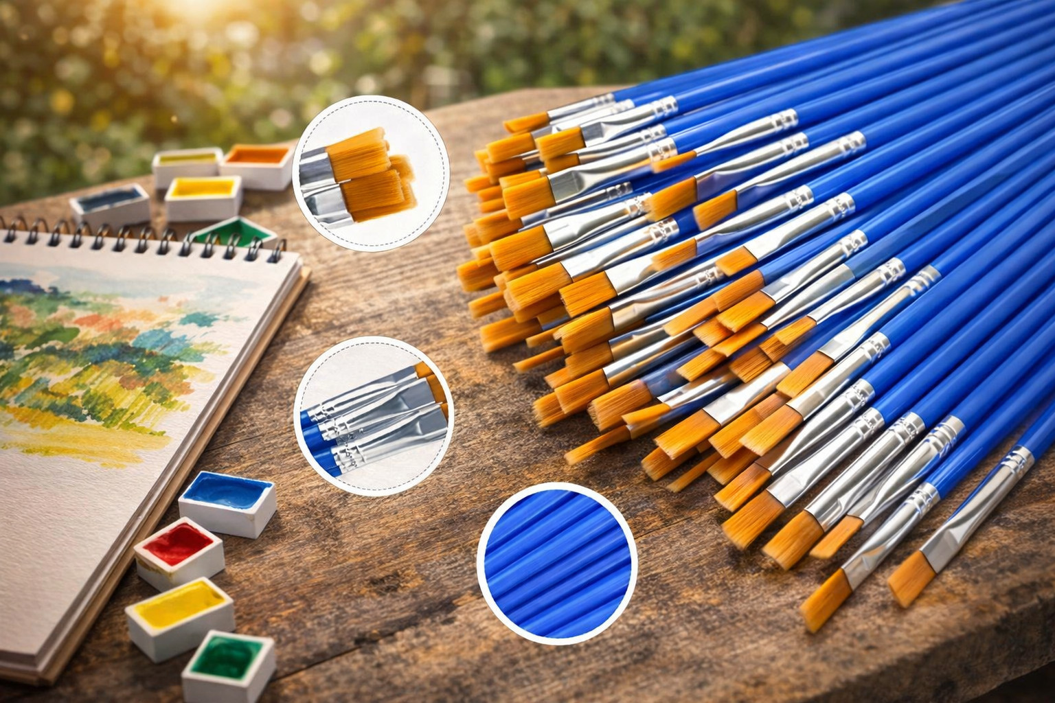 50PCS Paint Brush Set Acrylic Watercolor Oil Art Brushes Nylon Hair Kit
