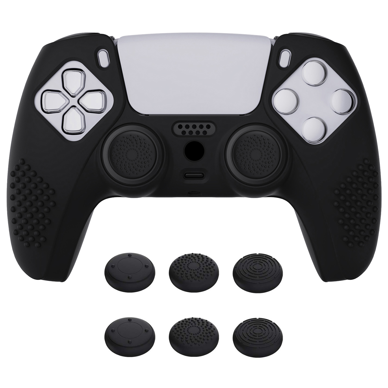 Silicone Cover For PS5 Controller Protective Case with 6 Thumb Grip Caps